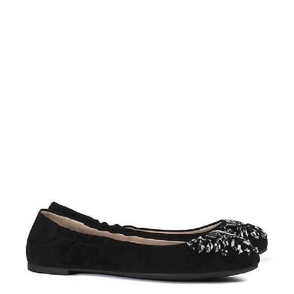 NWT Tory Burch® Black Delphine Crystal Logo Flats - Picture 2 of 8